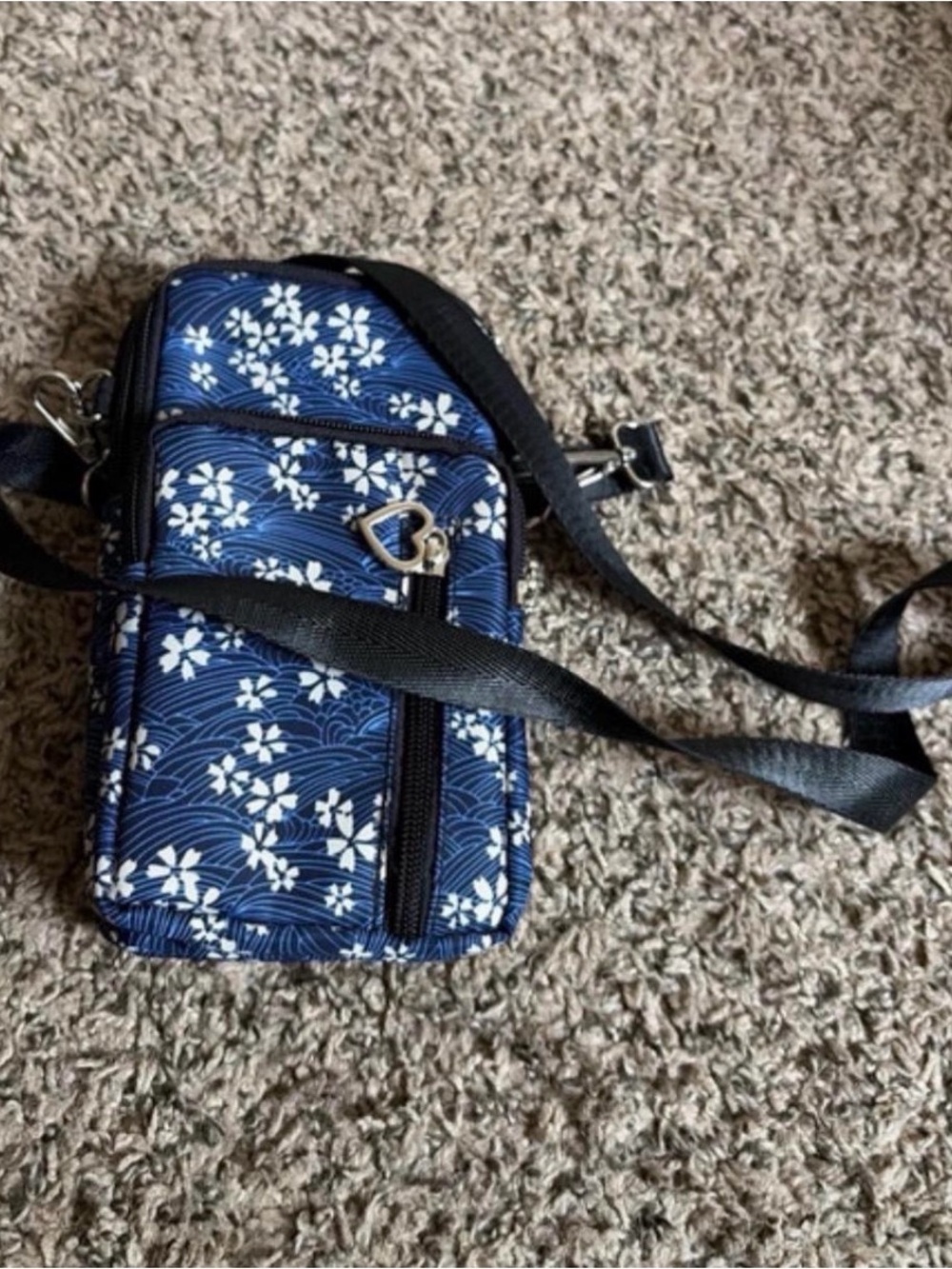 Navy Floral Crossbody Phone Bag - Women